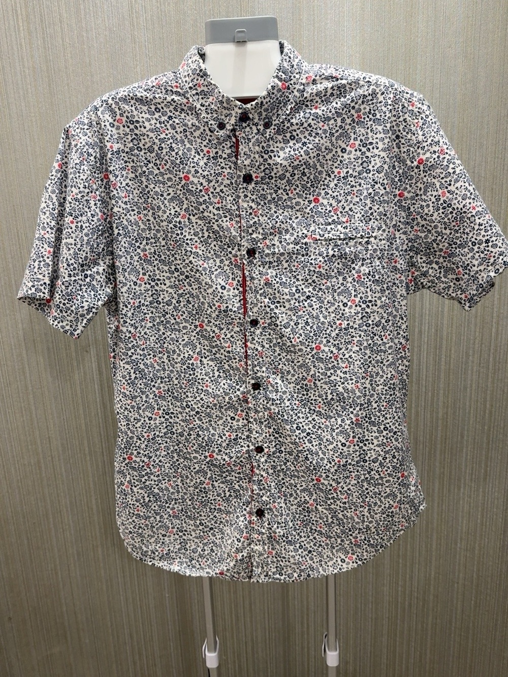 Geometrix Slim Fit Floral Short Sleeve Shirt Size L